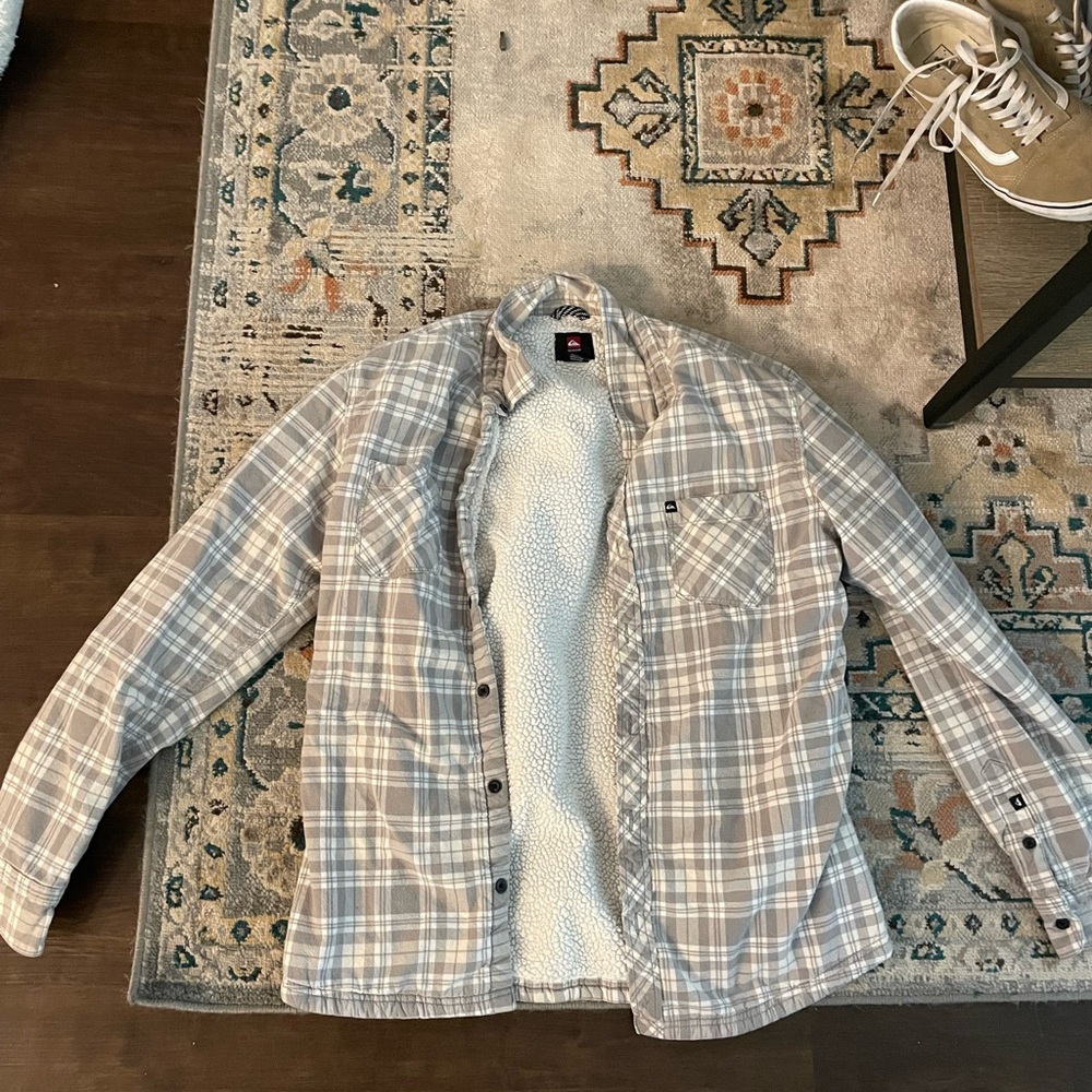 Quicksilver Grey & White Lined Flannel Jacket